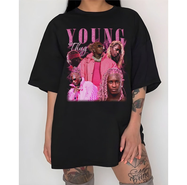 Young Thug Vintage T-Shirt, Cool Pink Hair Graphic Shirt, Young Thug Tee, Rap Tee Concert Merch Kanye Thugger Slime Season, Uniesx T Shirt
