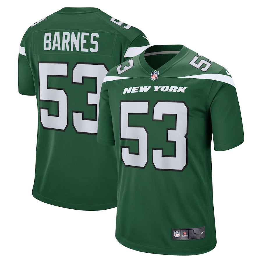 Zaire Barnes 53 New York Jets Men Game Jersey – Gotham Green