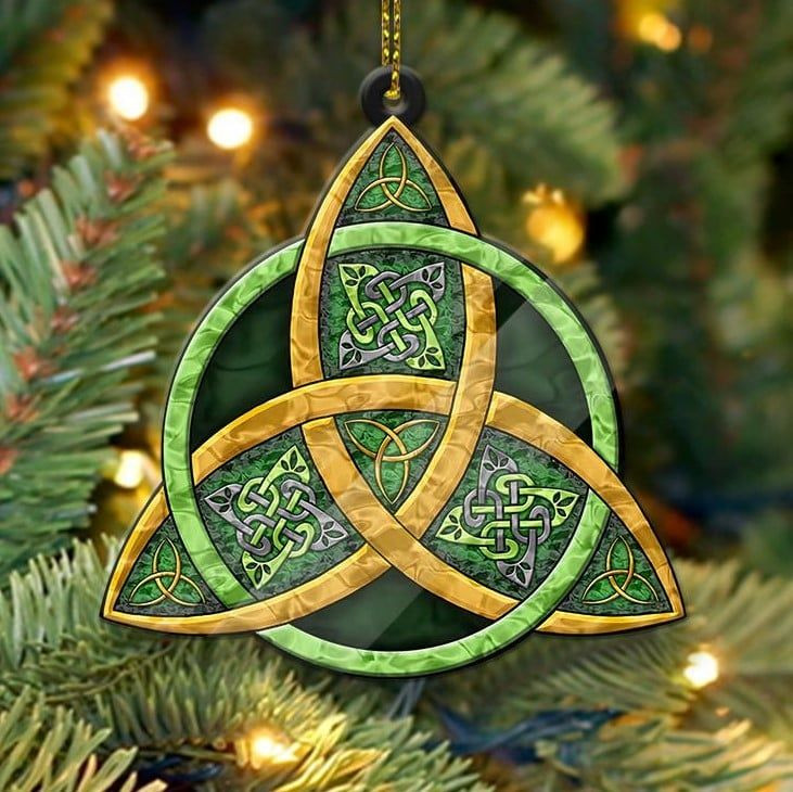 Amazing Irish Celtic Trinity Knot Green Hanging Ornament #H