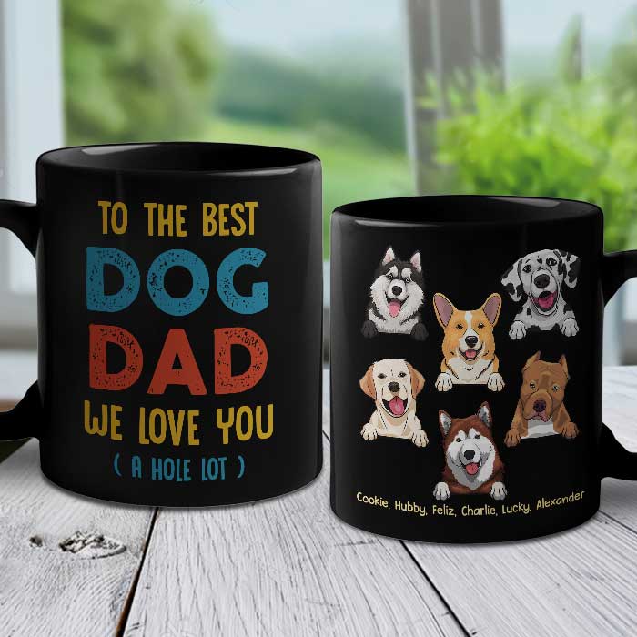 To The Best Dog Dad – Personalized Black Mug – Gift For Dad