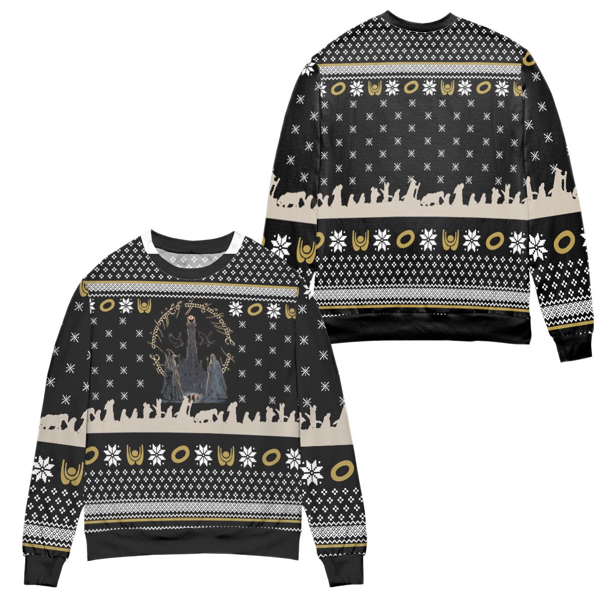 Lord Of The Rings Journeys In Middle Earth Ugly Christmas Sweater – All Over Print 3D Sweater – Black