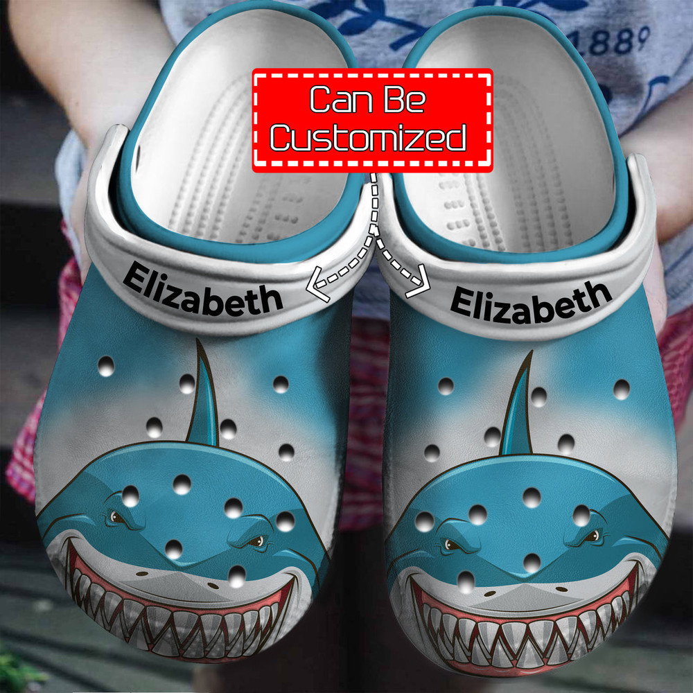 Animal Crocs – Shark Face Print Personalized Clogs Shoes With Your Name For Men And Women