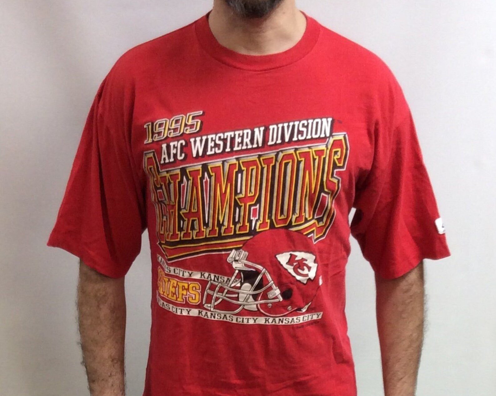 Vintage 90S 1995 Kansas City Chiefs Afc Western Division Champions Classic Football T Shirt Usa