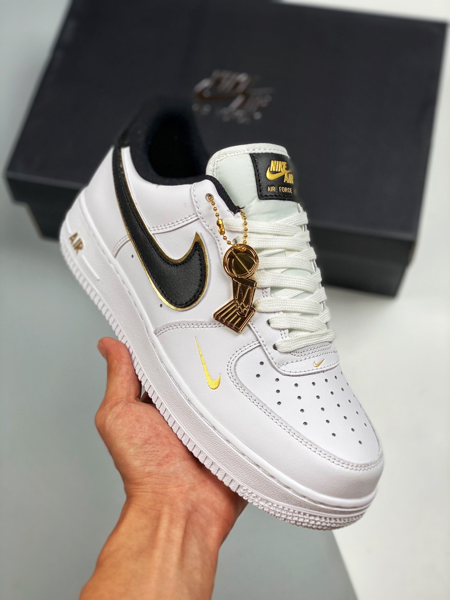 Nike Air Force 1 ‘Double Swooshes’ White Black Gold 5340696