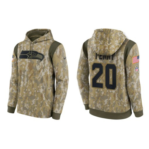 Rashaad Penny Seattle Seahawks Camo 2021 Salute To Service Veterans Day Therma Pullover Hoodie