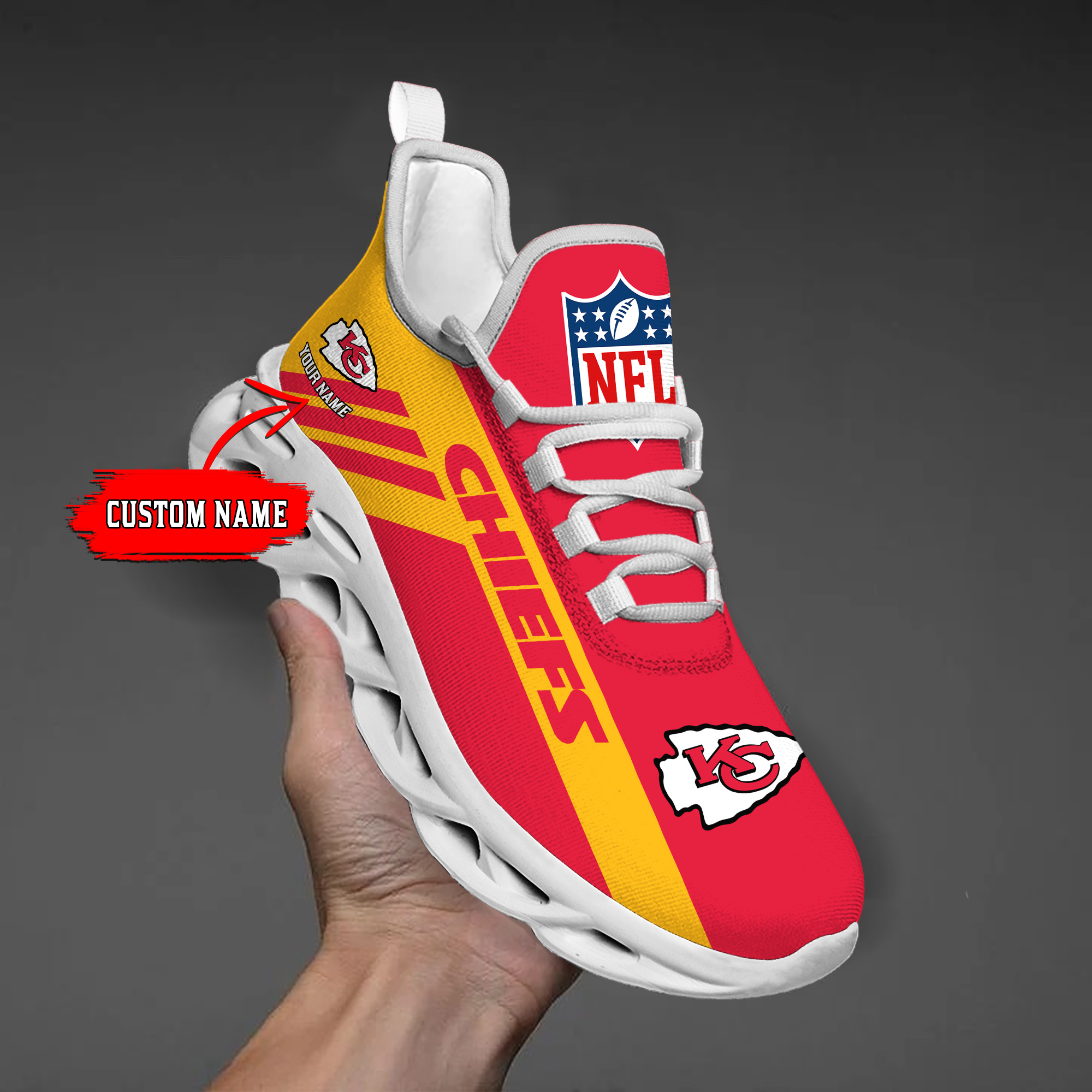 Custom Name-Kansas City Chiefs-Personalize Max Soul Shoes Sport Sneakers M16 And Baseball Jersey Shirt