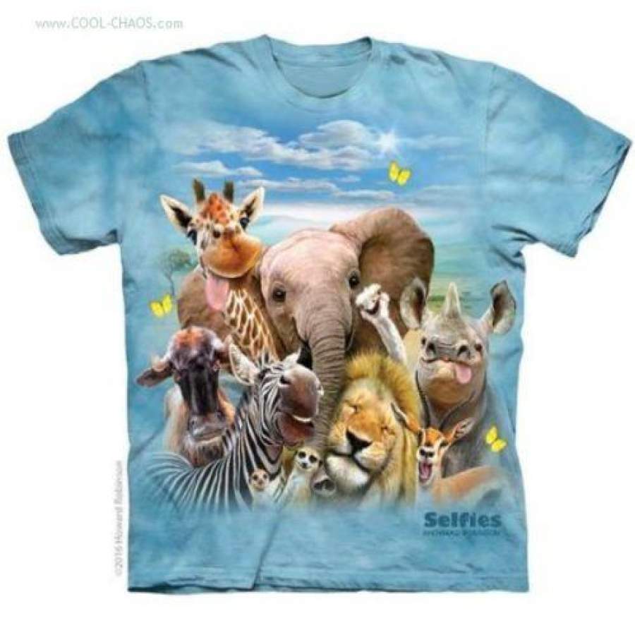 Selfie Zoo Animals T-Shirt / Tie Dye Funny Zoo Group Selfie Tee