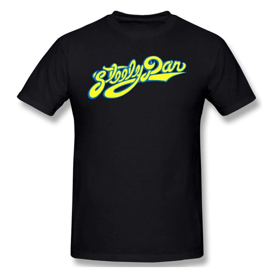 Summer T-Shirts Mens Vintage Steely Dan Logo Short Sleeve T-Shirt Black