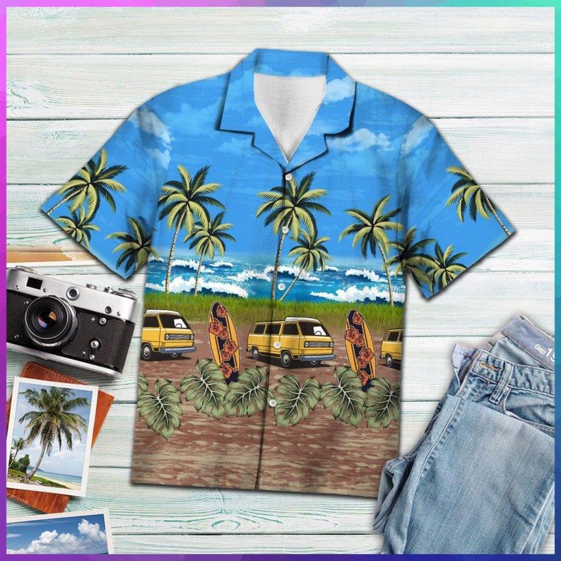 Tropical Camping Car Multicolor Nice Design Hawaiian Shirt Dhc18064407