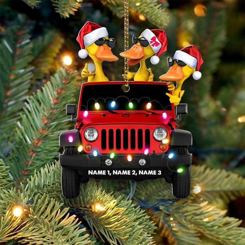 Traveling Duck Jeep Christmas Ornament Personalized, Gift For Jeeper Christmas Decor