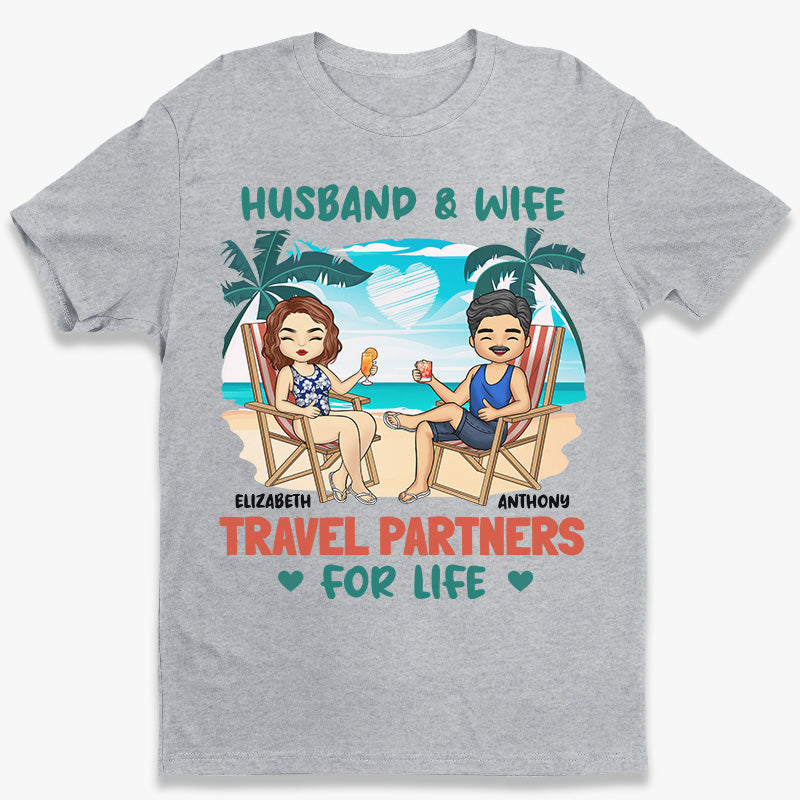 Husband & Wife – Travel Partners For Life – Couple Personalized Custom Unisex T-Shirt, Hoodie, Sweatshirt – Summer Vacation, Gift For Husband Wife, Anniversary