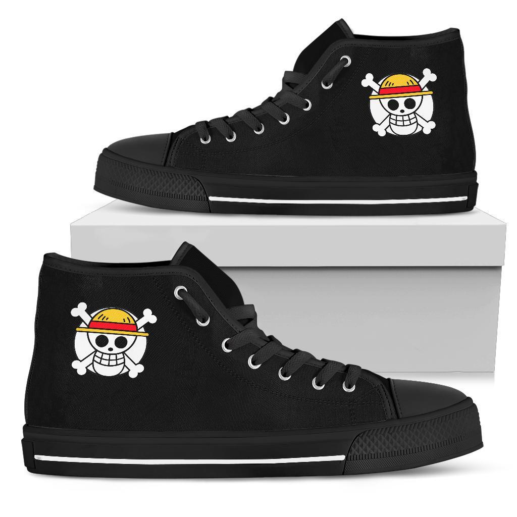 One Piece Shoes Luffy Anime High Top Sneakers Skull Symbol Funny Gift