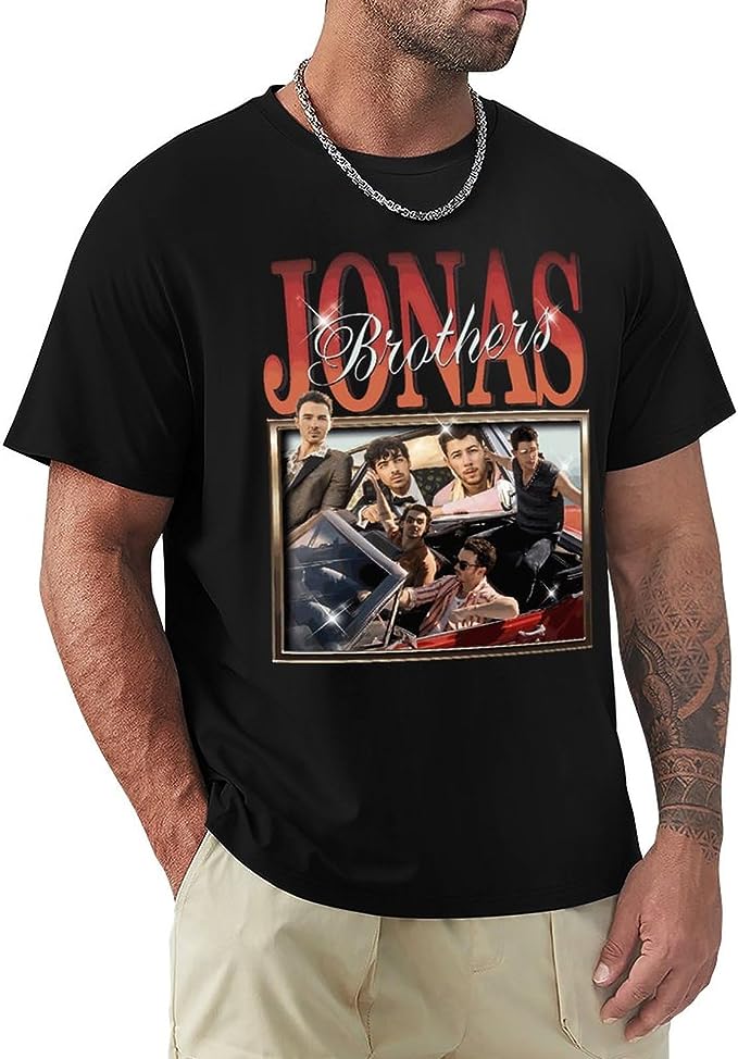 T Shirt Men Short Sleeve Round Neck Fashion Cotton Tee, Jonas Brothers Shirt