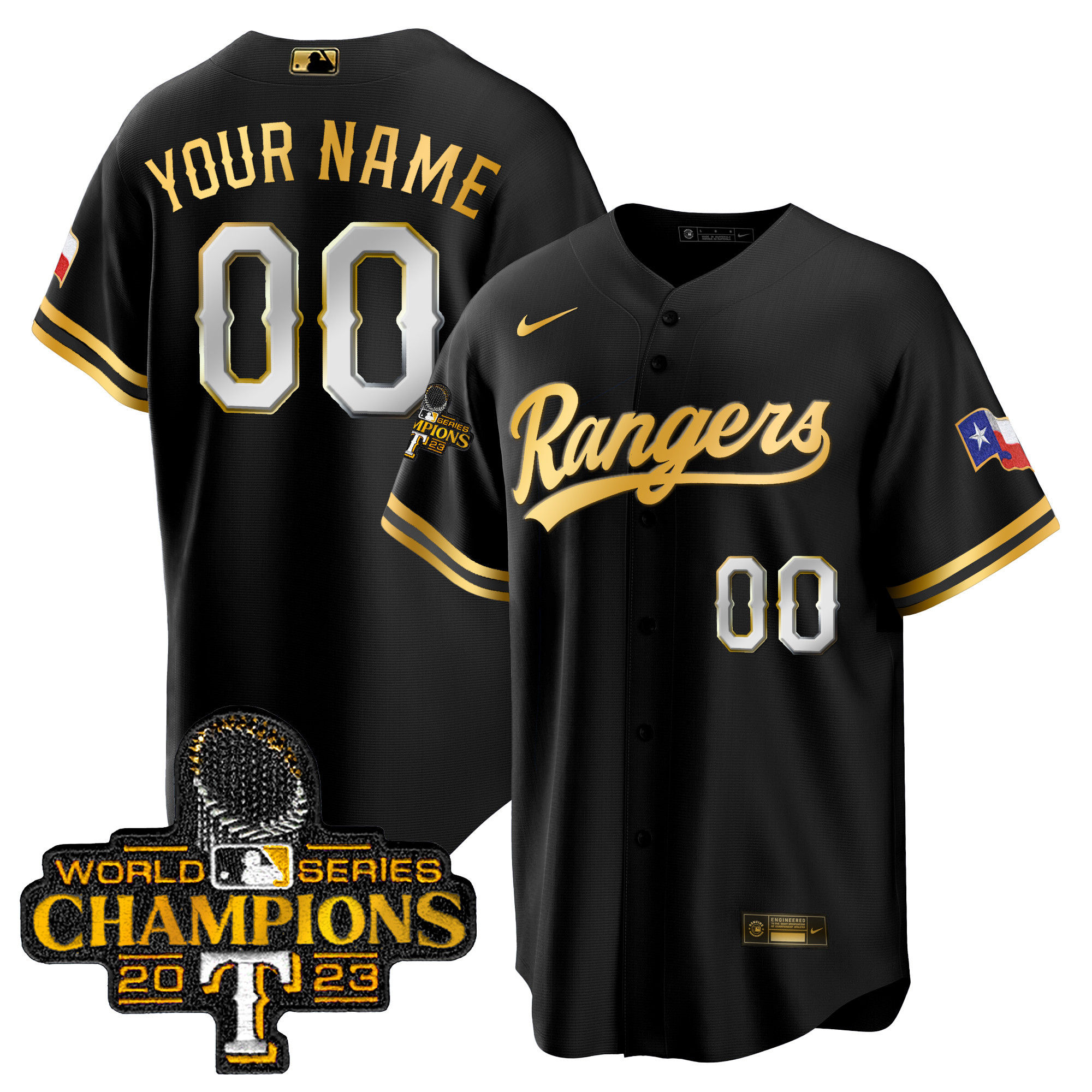 Texas Rangers 2023 World Series Champions Cool Base Custom Jersey V3 – All Stitched