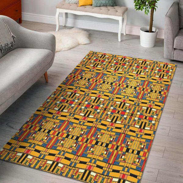 Yellow Mondrian Pattern Print Home Decor Rectangle Area Rug