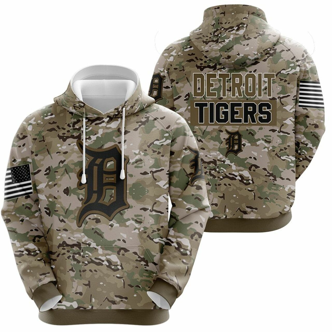 Detroit Tigers Camouflage Veteran 3D T Shirt Hoodie Sweater Jersey Hoodie Model 1126