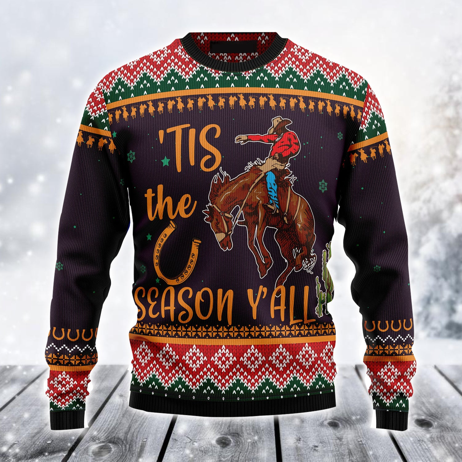 Cowboy Ugly Christmas Sweater, Cowboy Season Christmas Pattern Ugly Sweater For Men & Women – Best Gift For Christmas, Friends, Cowboy