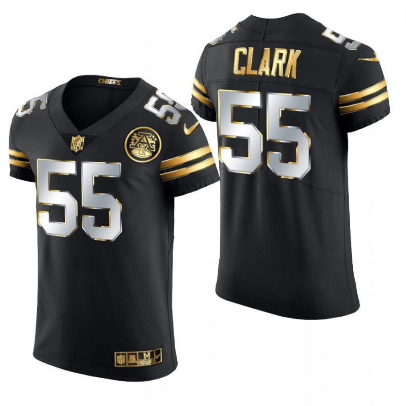 Kansas City Chiefs Frank Clark Black 2020-21 Golden Edition Elite Jersey – All Stitched, Embroidery