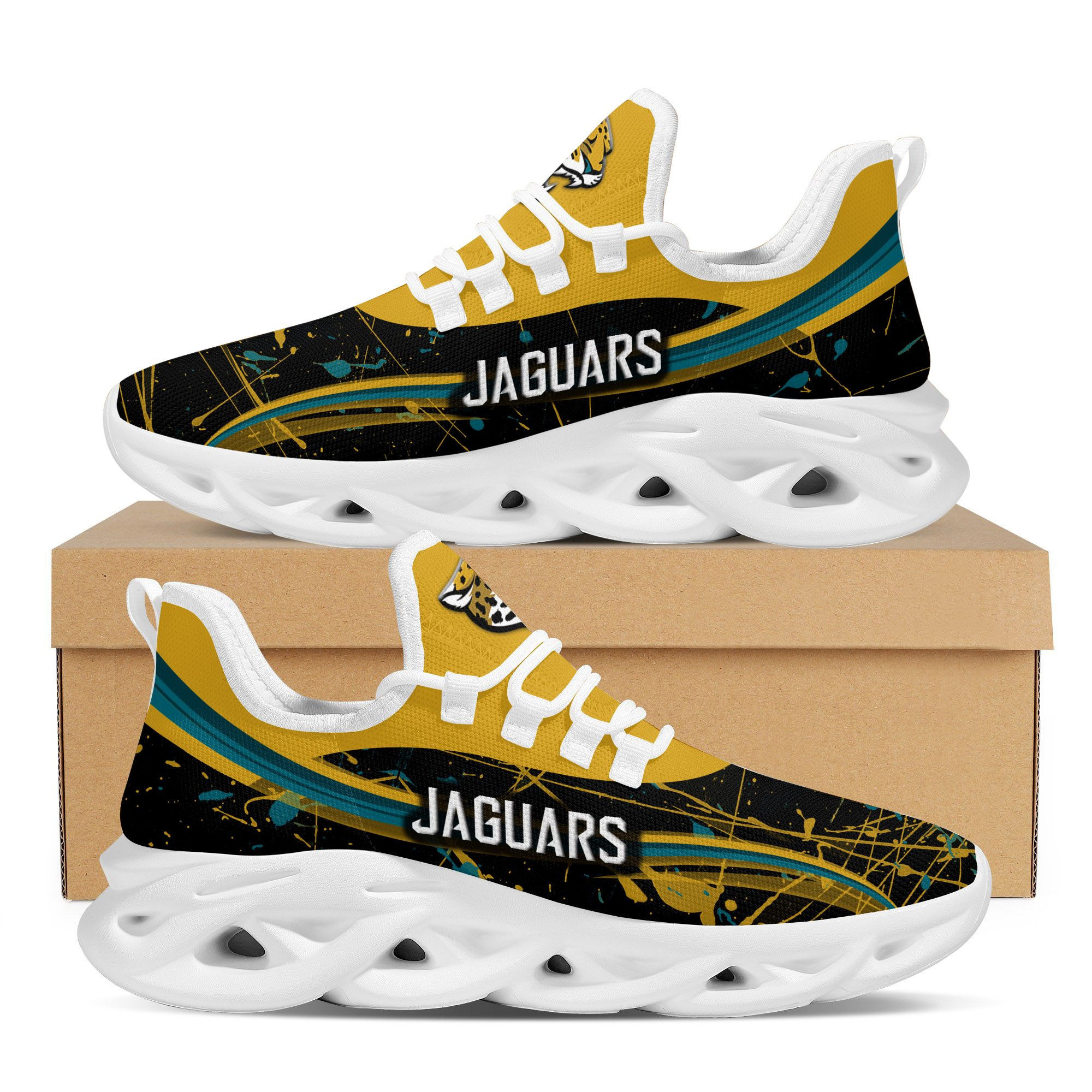 Jacksonville Jaguars Splash Colors Design Trending Max Soul Clunky Sneaker Shoes For Mens Womensamerican Football Team Fans