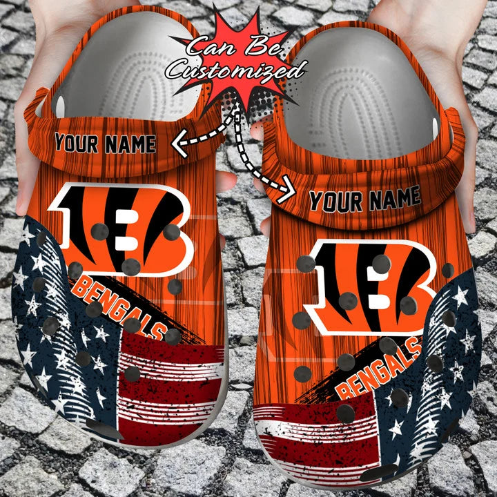 Custom Crocs – Us Flag Cincinnati Bengals New Crocs Clog Shoes