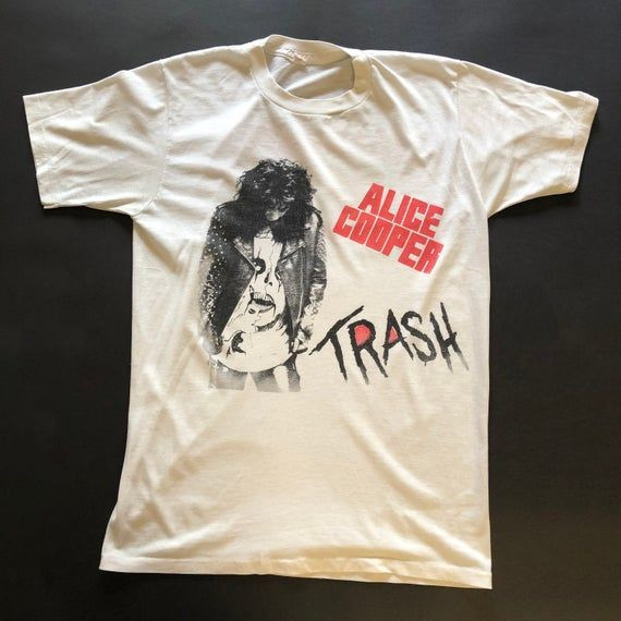 1989 1990 Alice Cooper Canadian Trash Tour Bootleg White Vintage 70 S 80 S 90 S Band Concert Shirt