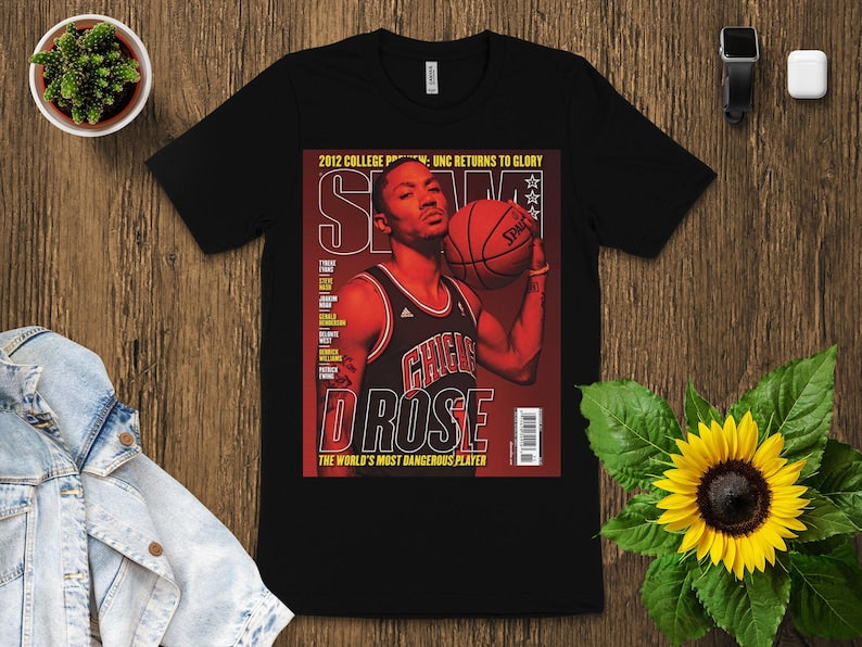 Derrick Rose Vintage Slam T-Shirt, Chicago Bulls Shirt, Nba Graphic Tees