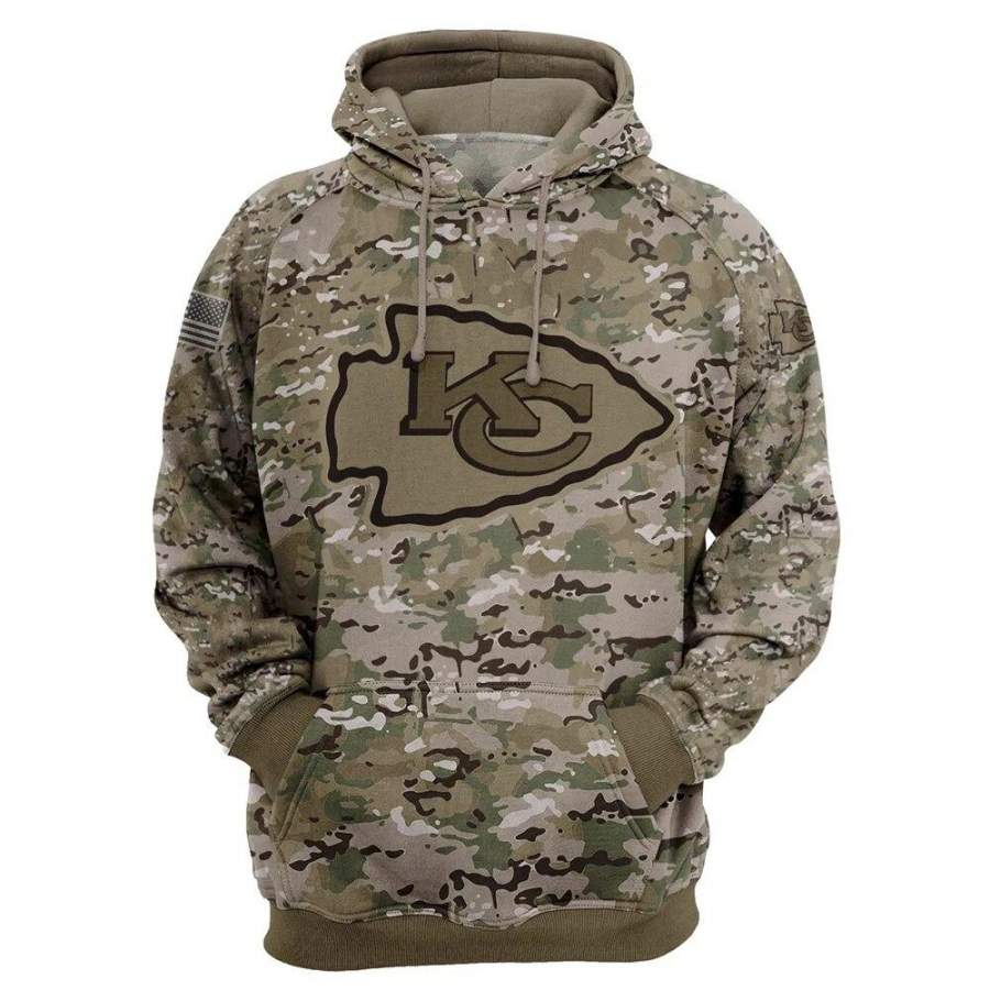 Kansas City Chiefs Hoodie Camo Printed 3D Pullover Zip Up Hoodies