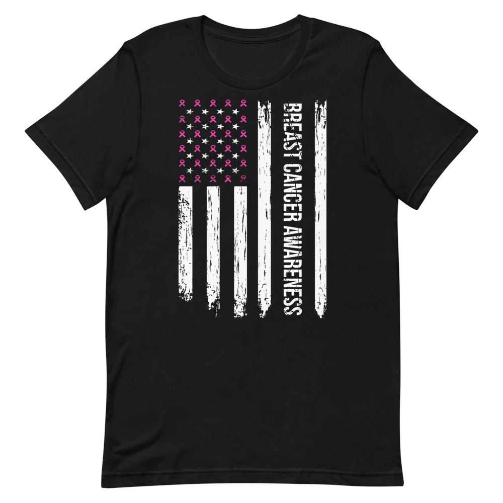 Breast Cancer Awareness USA Flag Unisex T-Shirt