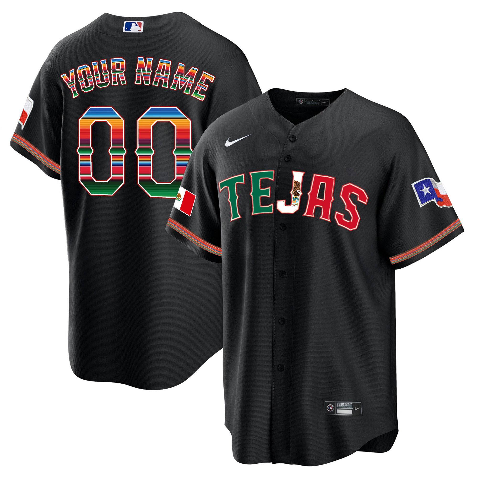 Texas Rangers Mexico Flag Custom Jersey – All Stitched