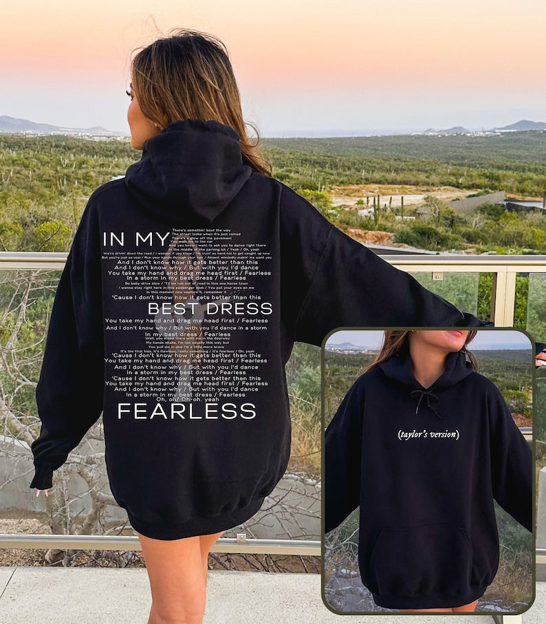 Fearless Taylor Hoodie, Eras Tour, Fearless Lyrics
