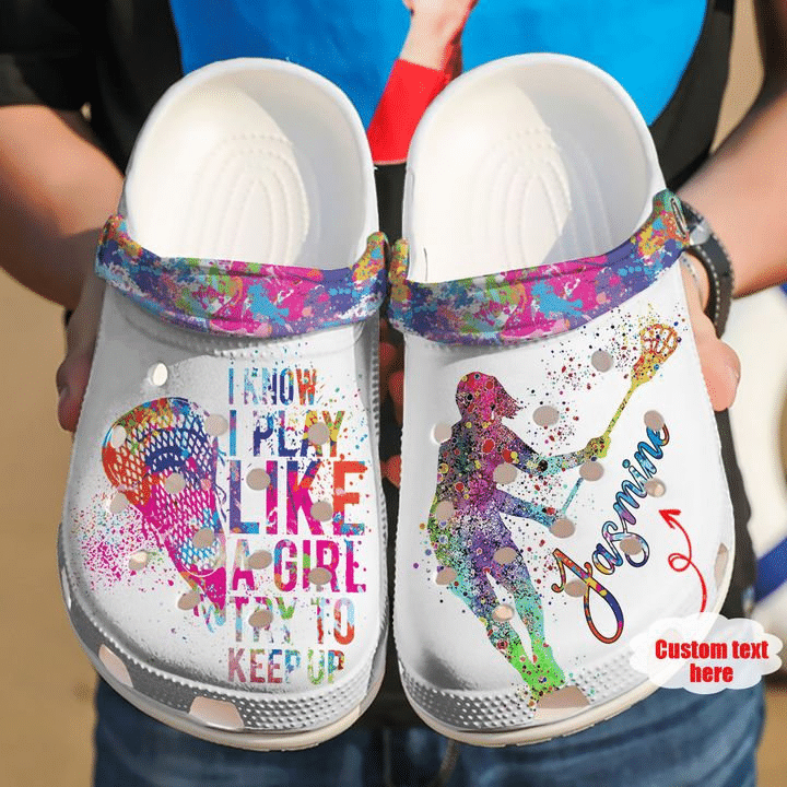 Colorful Crocs – Lacrosse Personalized Try To Keep Up Clog Shoes