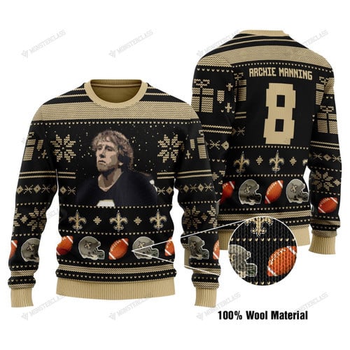 Archie Manning 8 New Orleans Saints Nfl Christmas Sweater