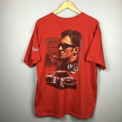 Vintage Y2k Dale Earnhardt Jr T Shirt Budweiser Racing Nascar Red Big Print 7959