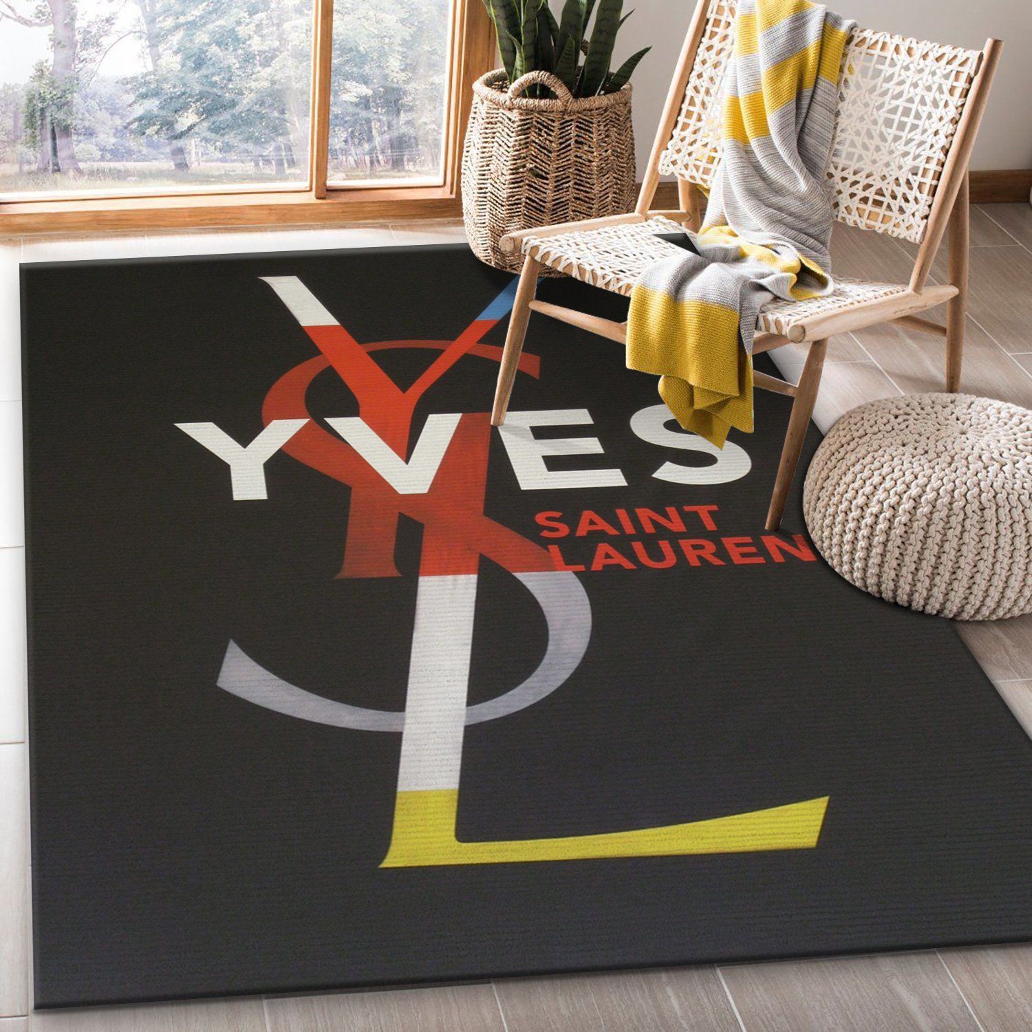 Yves Saint Laurent V2 Area Rug Bedroom Rug Christmas Gift Decor Area Rug For Living Room Bedroom Rug Home Decor