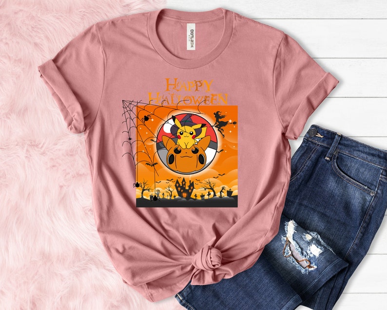 Pokemon Happy Halloween Shirts, Pikachu Halloween Party Shirt, Halloween Pumpkin Shirt, Halloween Outfits, Pikachu Halloween T-Shirt 90s Halloween decorations