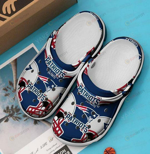 New England Patriots Blue White Crocs Crocband Clog Comfortable Water Shoes – Aop Clog