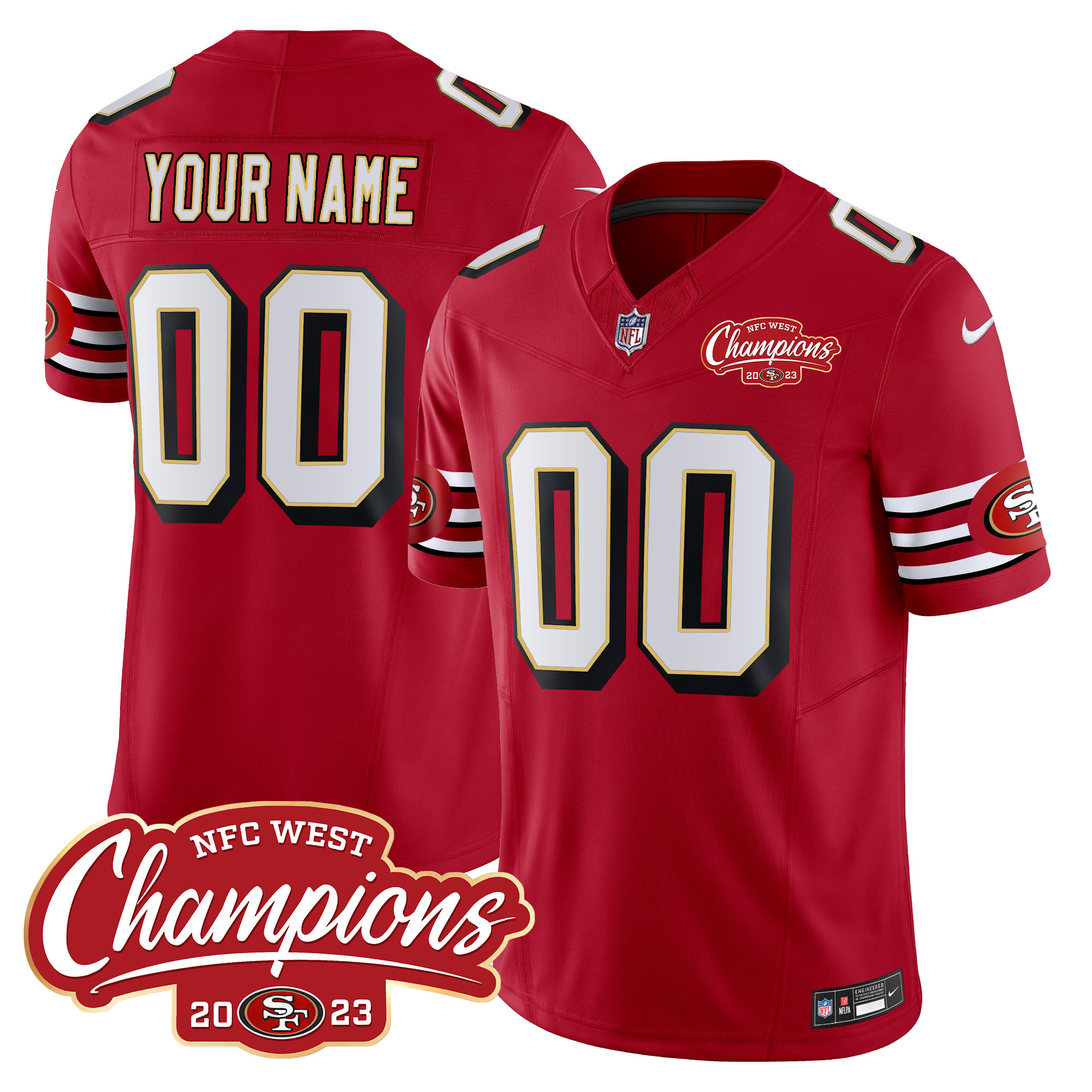 49Ers Throwback Nfc West Champions Patch Vapor Custom Jersey – All Stitched