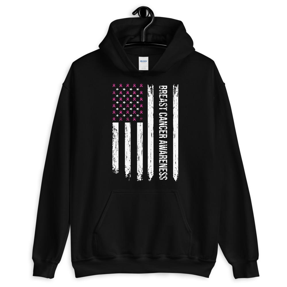 Breast Cancer Awareness USA Flag Hoodie