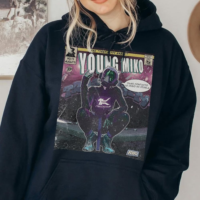 Young Miko Comic Sweatshirt, 90S Vintage Merch Book Art Trap Kitty Album Trap Kitty World Tour 2023 Graphic Tee Gift For Fan