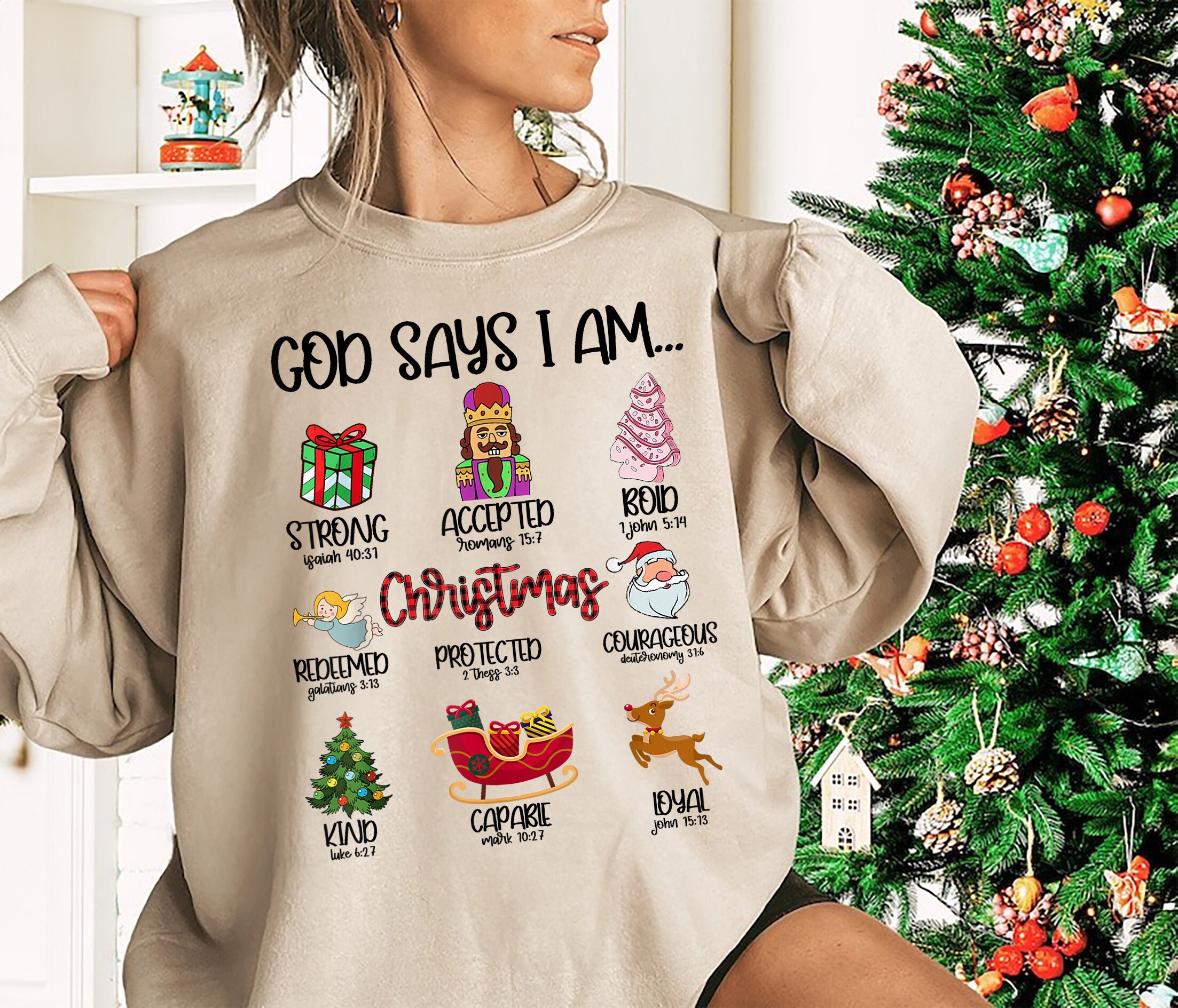 God Says I Am Christmas Sweatshirt, Religious Christmas, Christian Christmas Shirt, Christian Bible Shirt, Jesus Christmas Sweater,Ugly Xmas