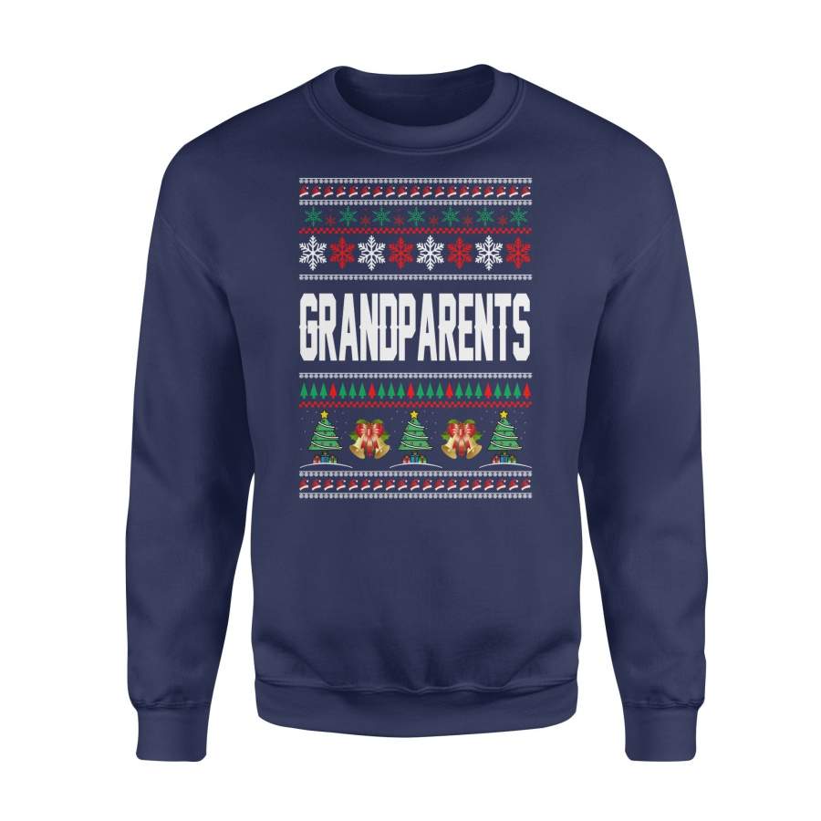 Grandparents Ugly Christmas Family Jingle Bells Hat Snowflakes Christmas Tree Holiday Christmas X-Mas Sweatshirt T Shirt Christmas Gift Ideas