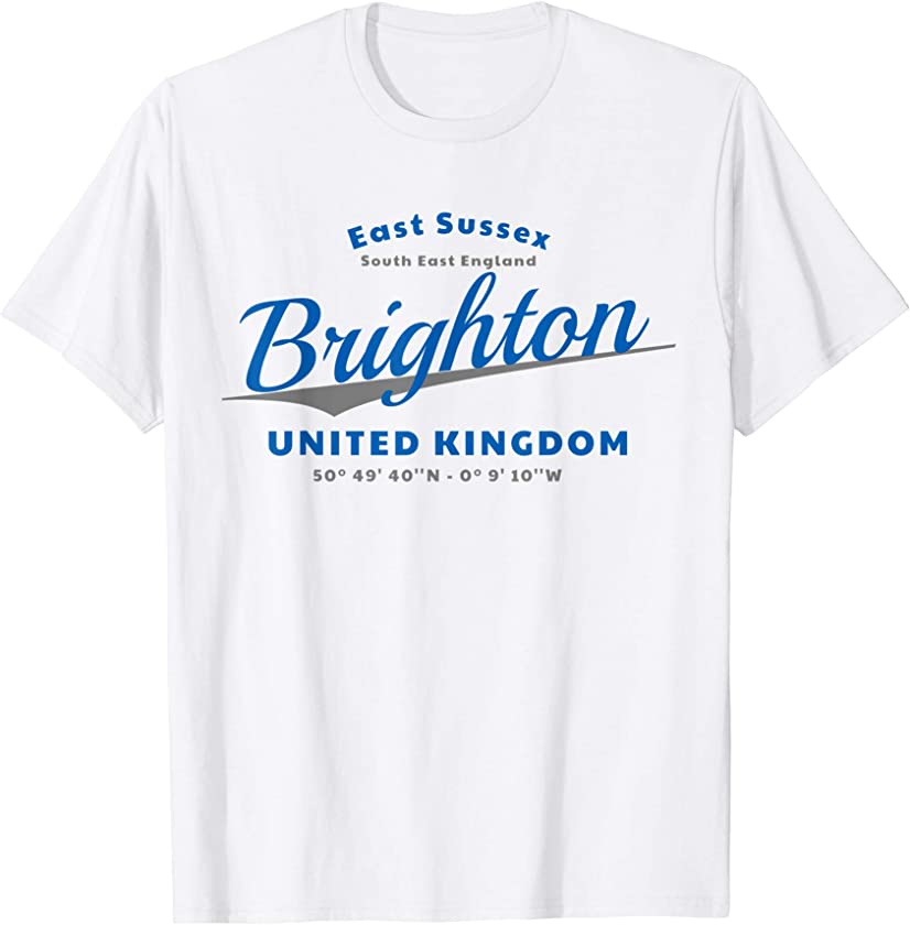 Vintage UK Brighton Cities Travel Tour Graphic Art T-Shirt