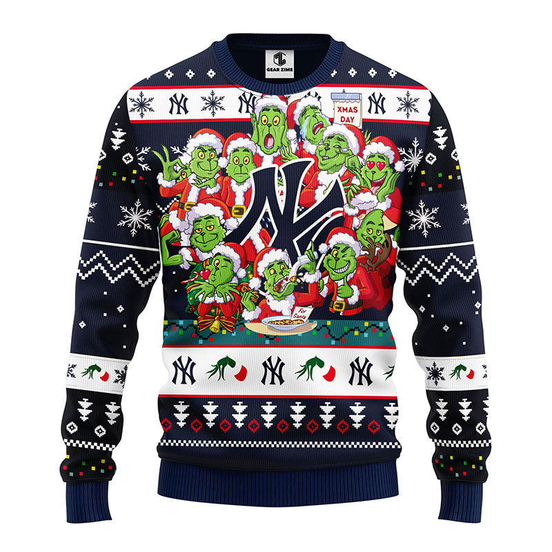 New York Yankees 12 Grinch Xmas Day Christmas Ugly Sweater