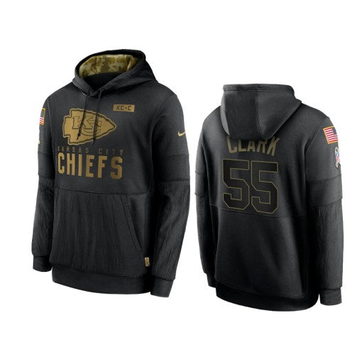 Kansas City Chiefs Frank Clark Black 2020 Salute To Service Sideline Performance Pullover Hoodie