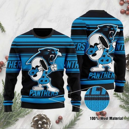 Fandomgift Carolina Panthers Snoopy Dabbing Ugly Christmas Sweater Custom Sweatshirt Apparel