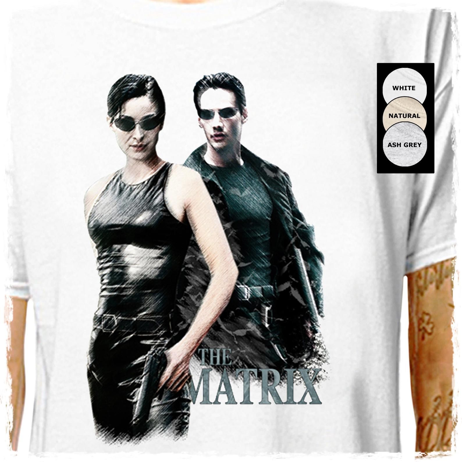 The Matrix – Neo Trinity T-Shirt Cult Sci-Fi Movie Keanu Reeves Reloaded Computer Game X-File Father Day Lazycarrot