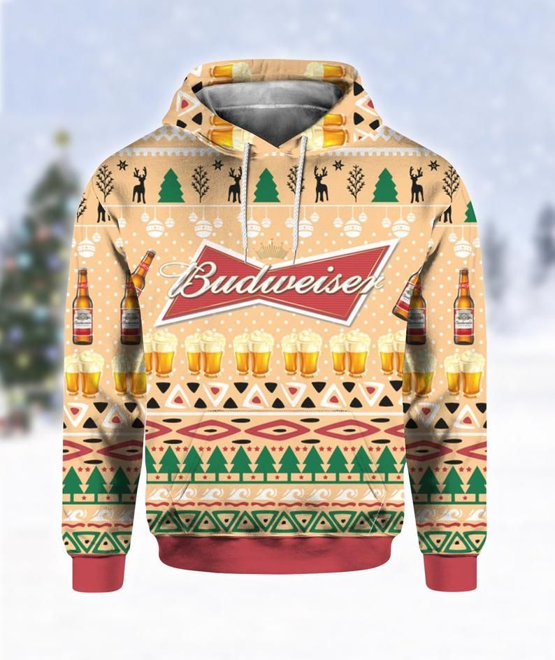 Budweiser Beer Bottle 3D Print Ugly Hoodie 3D Jacket 3D Pullover Zip Hoodie Dqh3011