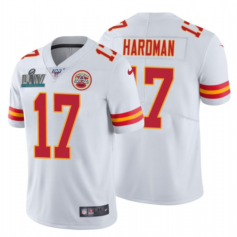 Men’S Mecole Hardman Kansas City Chiefs White Super Bowl Liv White Vapor Limited Jersey – All Stitched, Embroidery