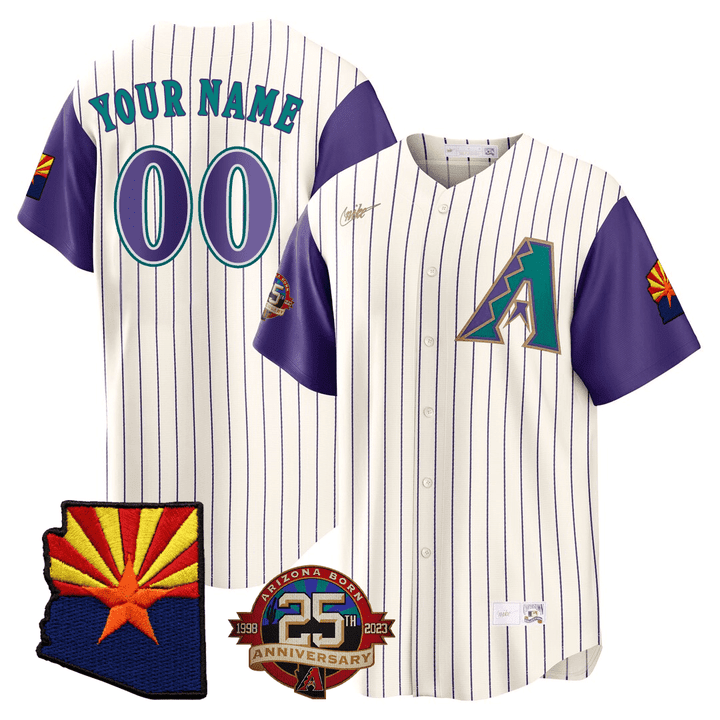 Arizona Diamondbacks Throwback Arizona State & 25Th Anniversary Patch Custom Jersey – All Stitched