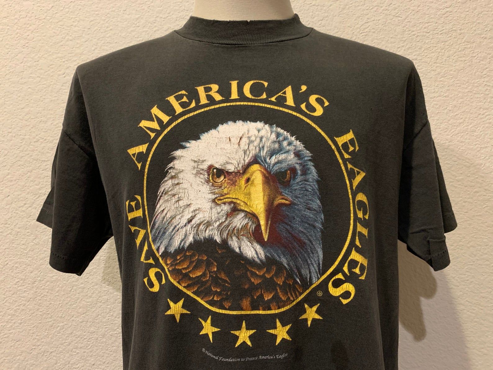 Vintage 90’s Save America’s Eagles Animal Protection Black T Shirt